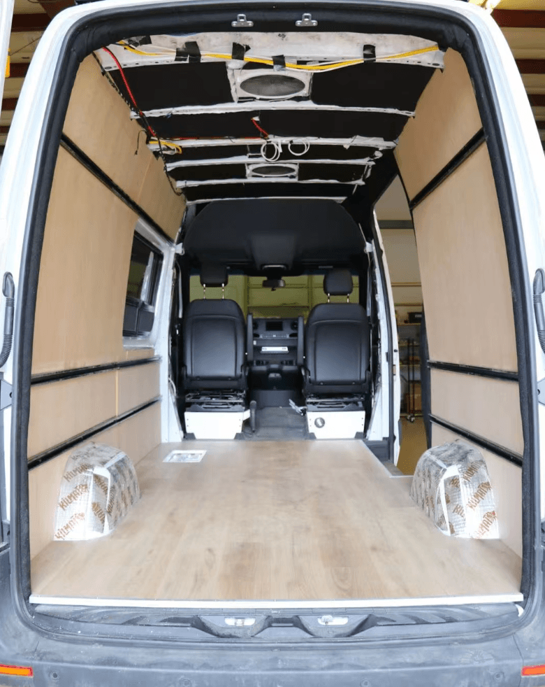 Camper van foundation interior platform